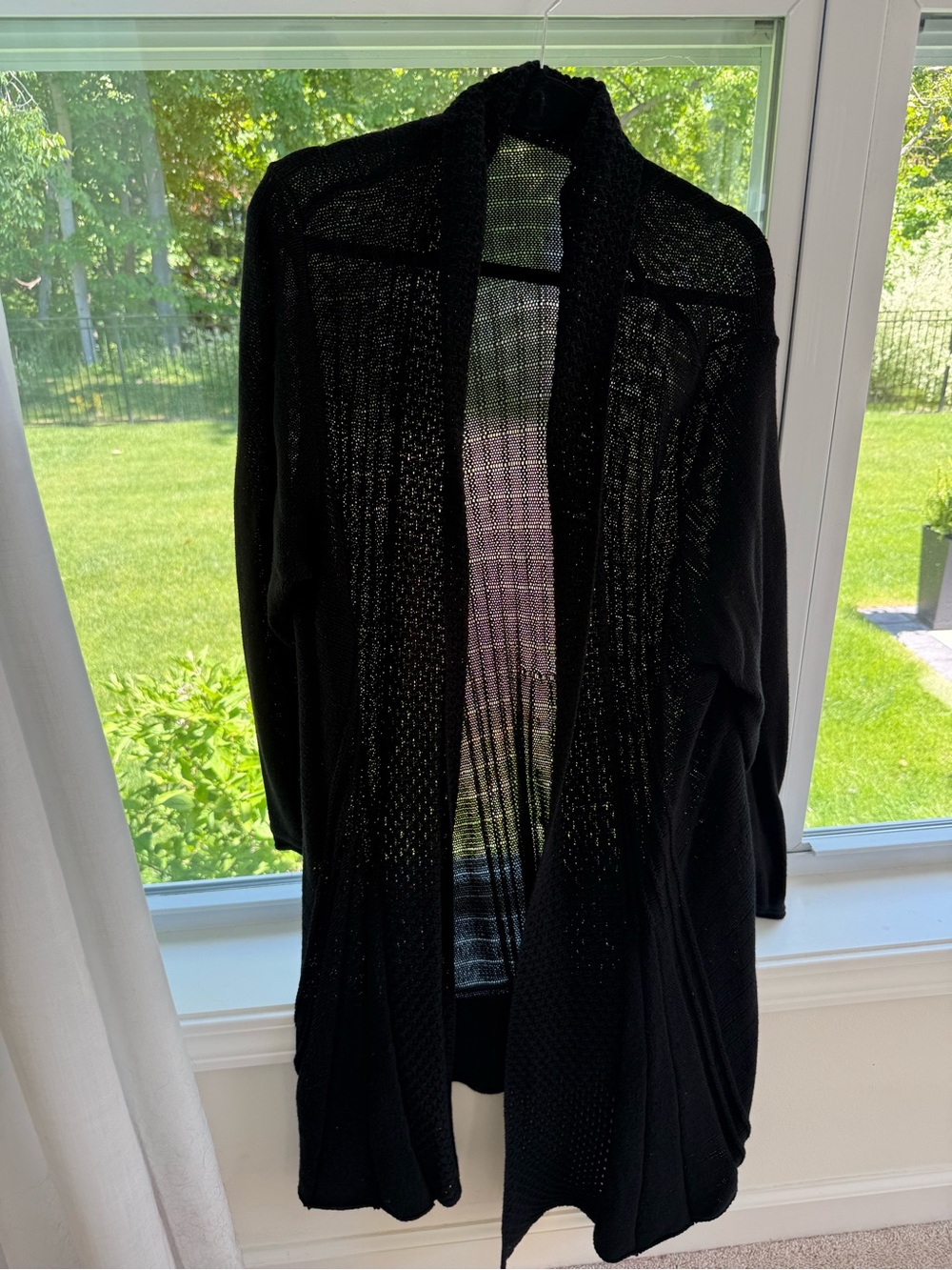 NY Collection Black Open-Front Lightweight Cardigan